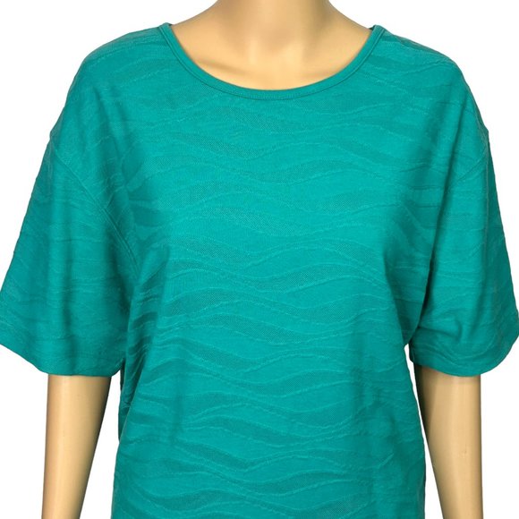 Vintage Blast Womens XL 2-Piece Aqua Turquoise Short Sleeve Blouse Shorts Outfit - Picture 3 of 13